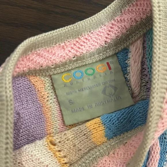 Coogi Vintage 3D Colorful Pastel Rainbow Women's Crewneck Sweater Size Small